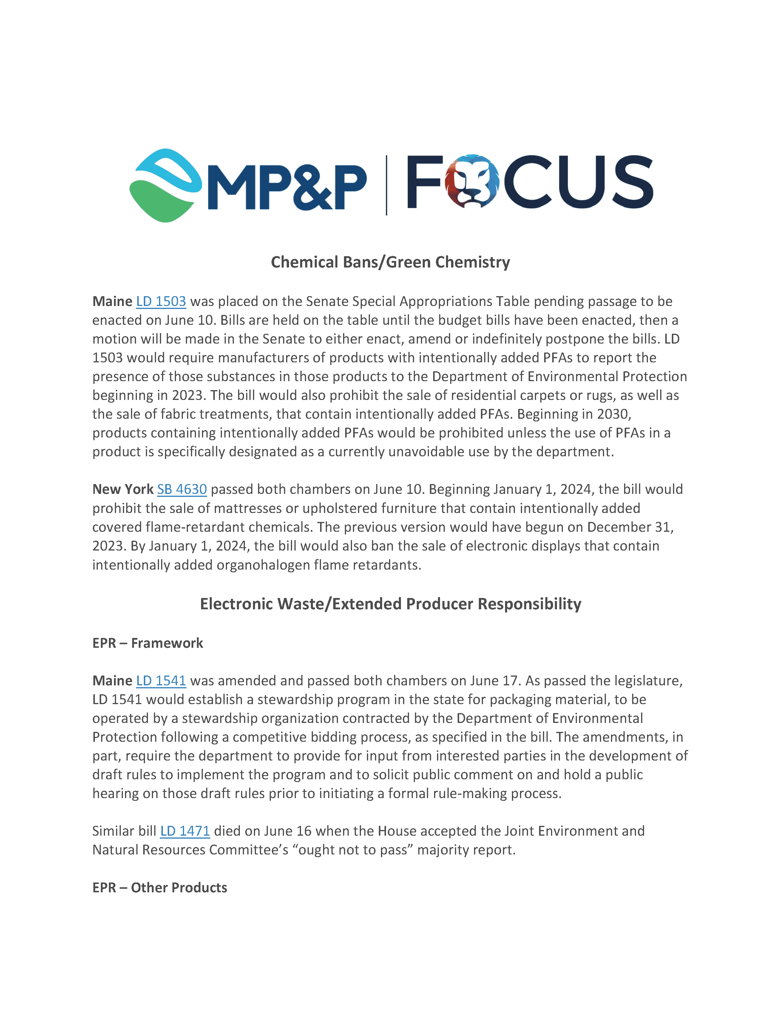 MP&P FOCUS sample report